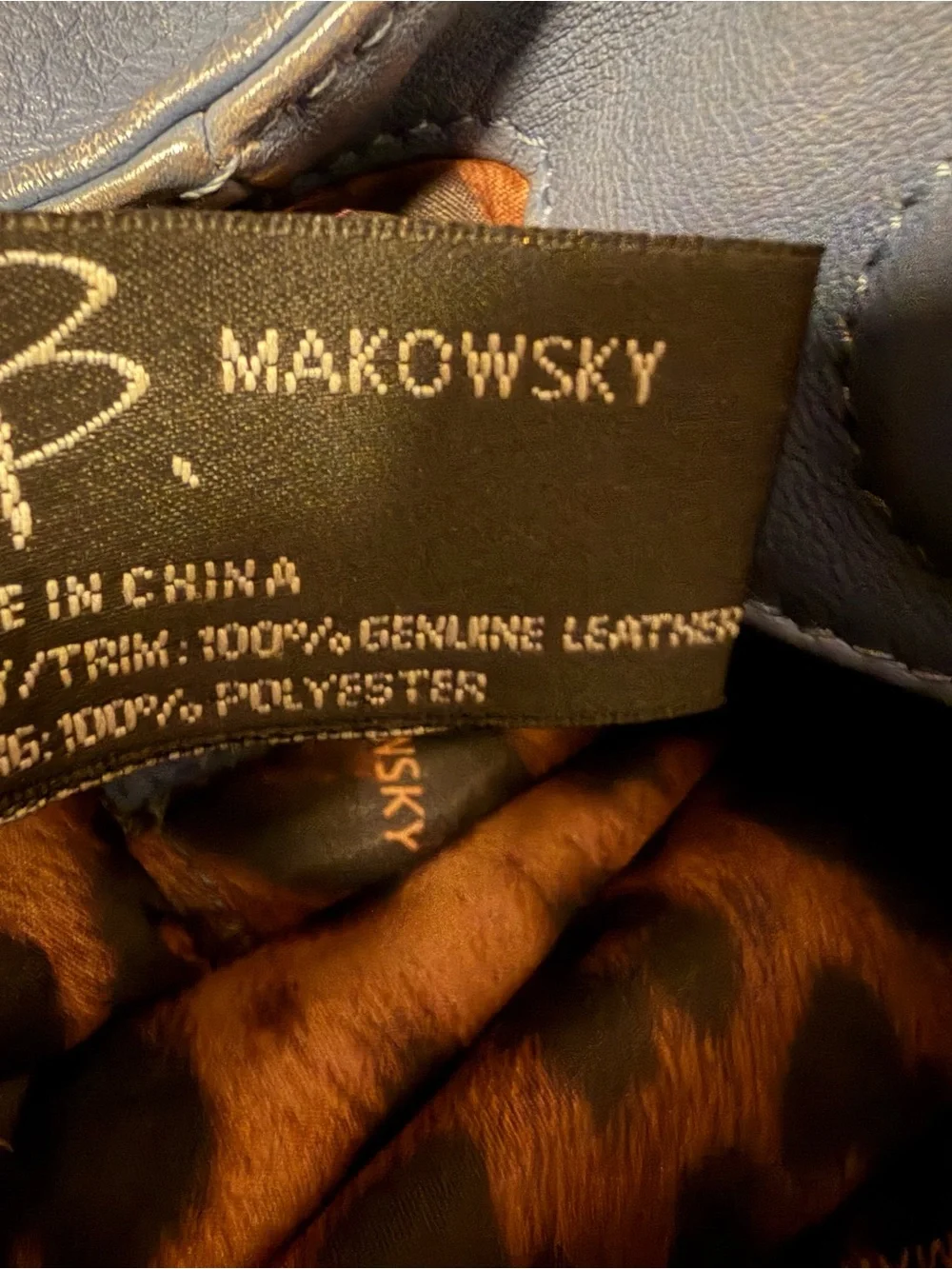 b. makowsky Blue Leather Hobo with Gold Hardware